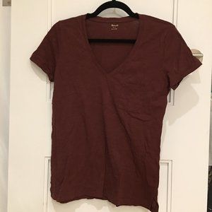 Madewell Burgandy V-Neck Tee